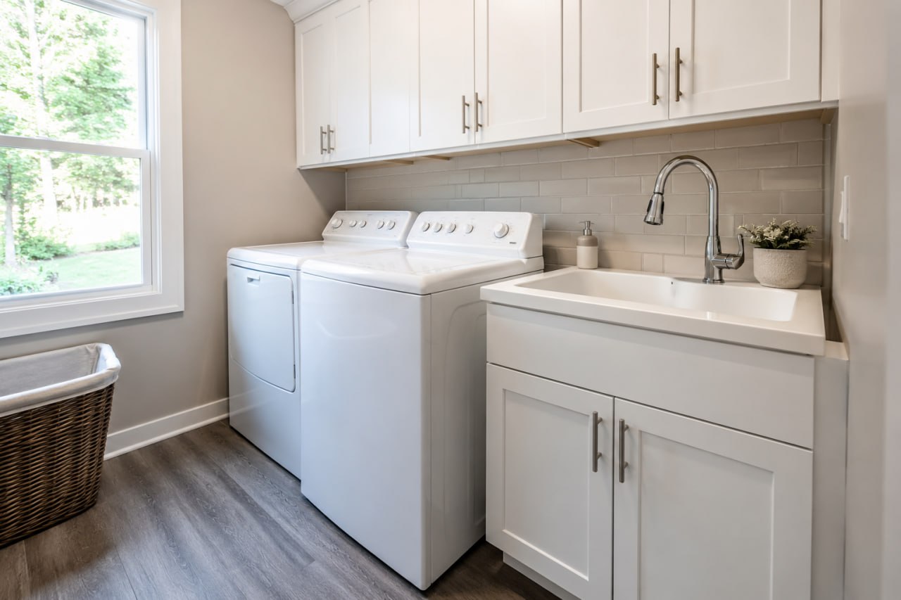 Finished laundry room plumbing upgrade